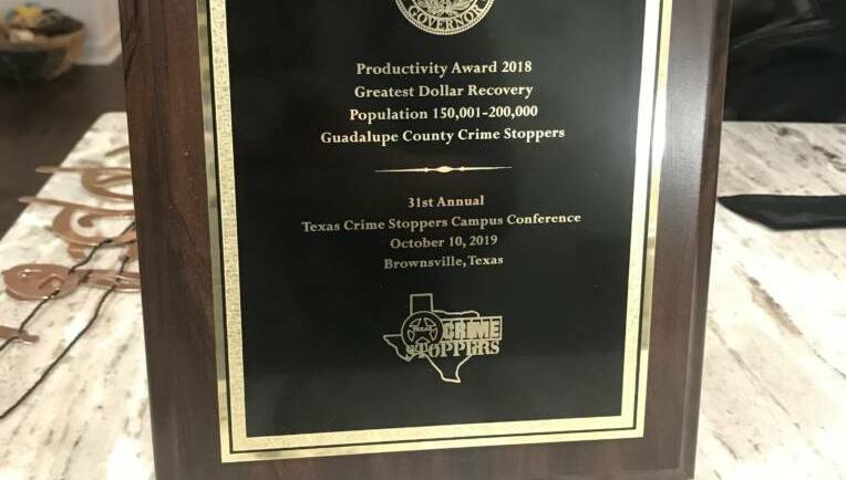 Guadalupe County Crime Stoppers Wins Productivity Award